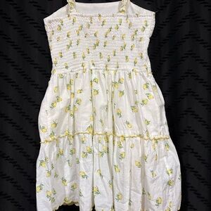 Girls' White Lemon Print Sun Dress